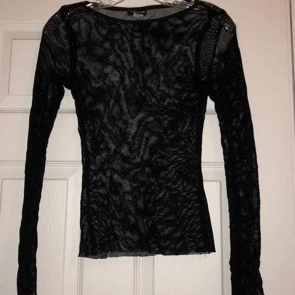 Tops - EUC/Black netted top